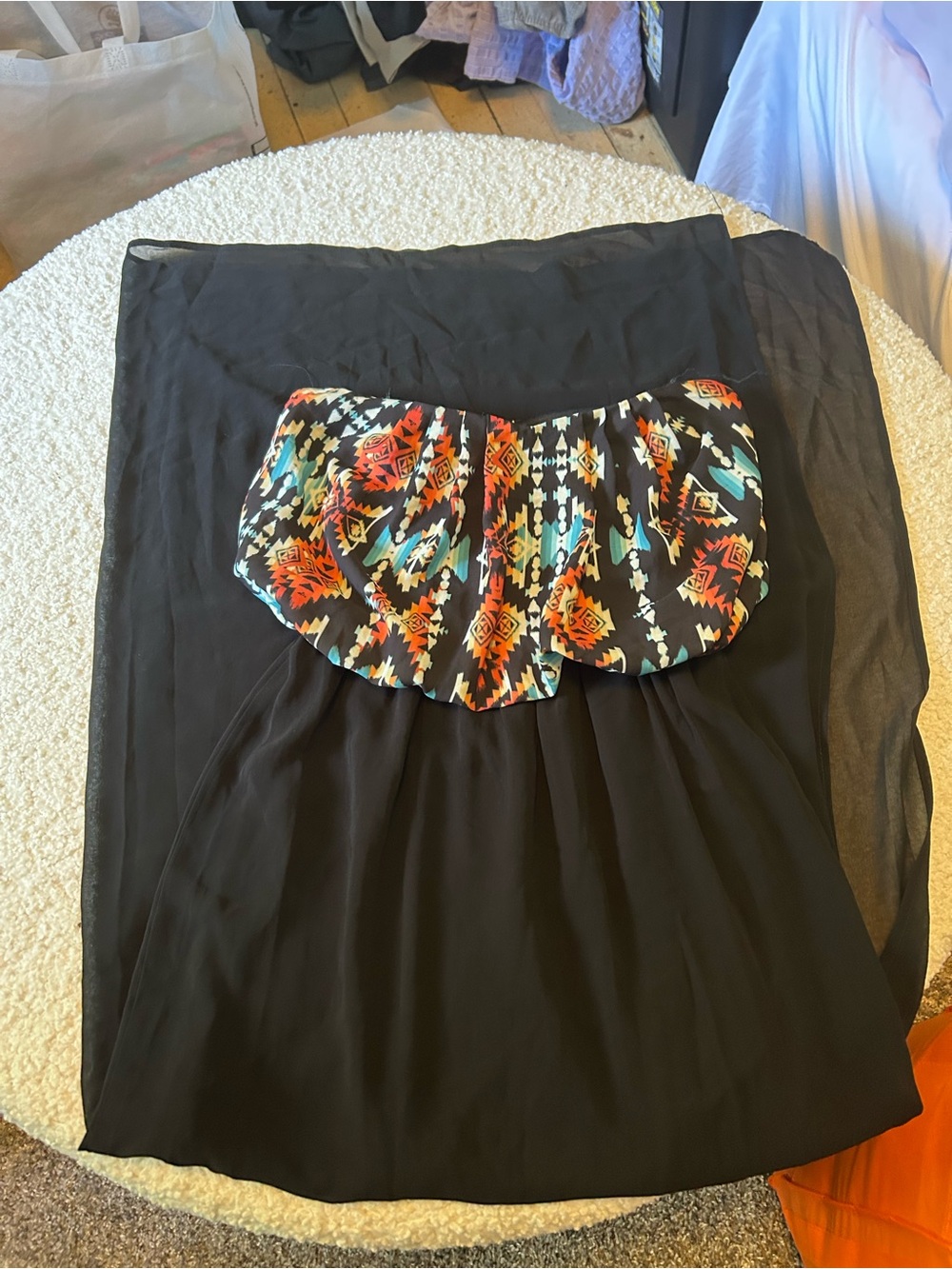City Triangles Black Maxi dress with Multicolor Aztec bust